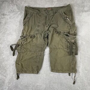 Fashion Cargo Shorts Mens 40 Green Y2K Baggy Skater Grunge Streetwear